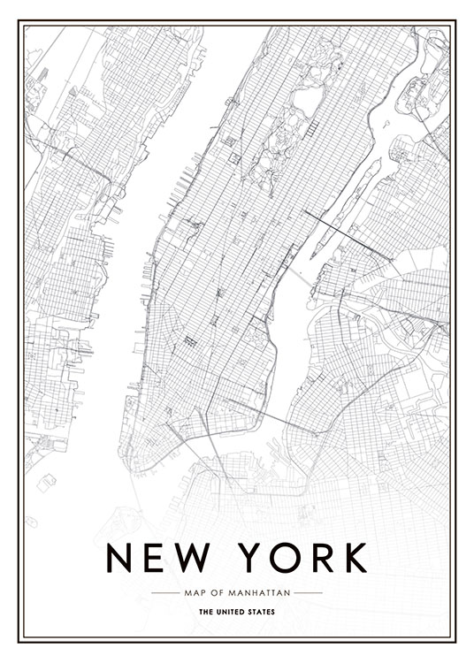 New York Map Poster / Bianco e nero  presso Desenio AB (8128)