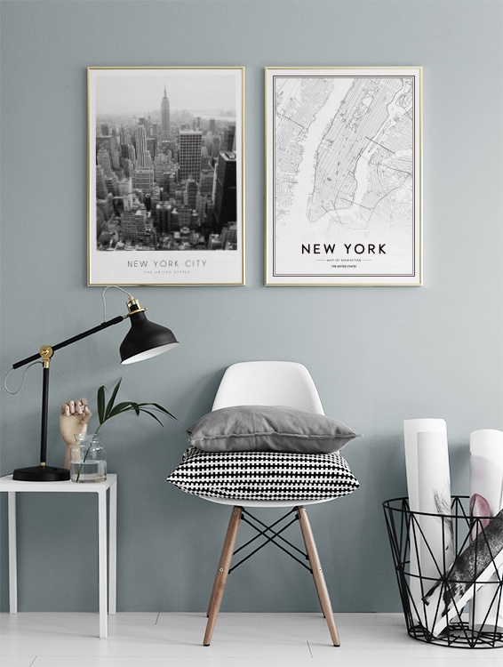 New York Map Poster / Schwarz-Weiss bei Desenio AB (8128)