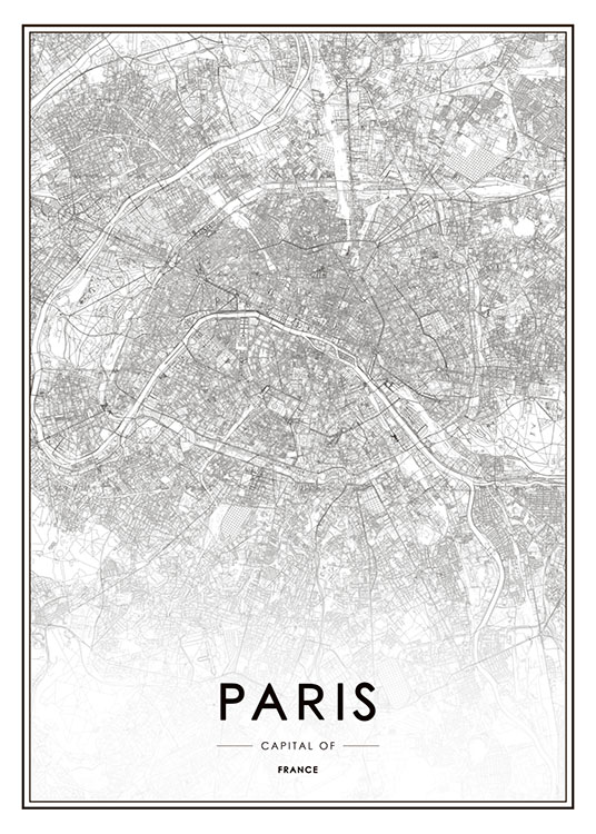 Poster Mit Paris Karte Schwarz Weisse Plakate Und Poster Desenio Ch