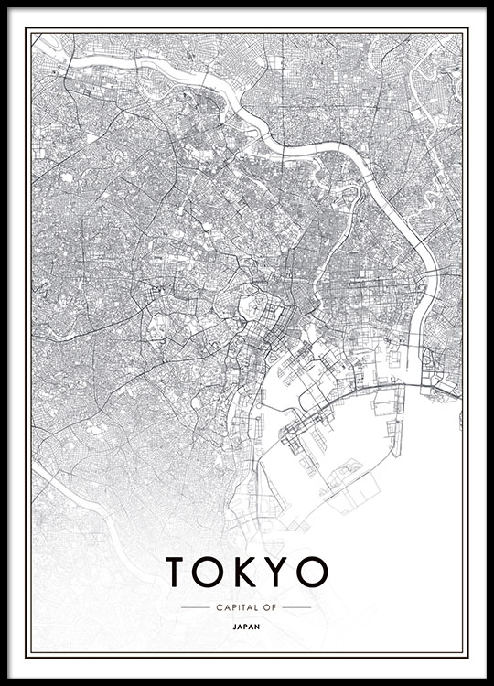 Tokyo, Poster / Schwarz-Weiss bei Desenio AB (8135)