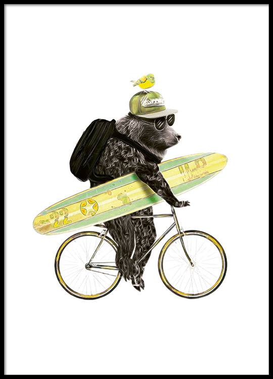 Surfing Bear, Affiche / Posters pour enfants chez Desenio AB (8183)