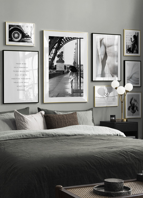  – Affiche de citation en noir et blanc avec une citation sur le fait de remplir votre esprit avec des pensées positives