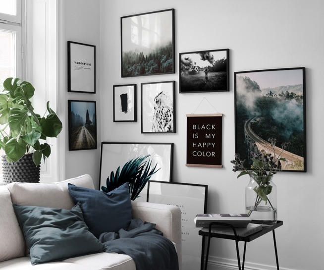  – Affiche de citation en noir et blanc avec une citation sur le fait de remplir votre esprit avec des pensées positives