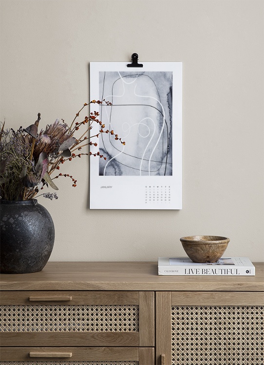  – Wandkalender mit 12 abstrakten Illustrationen für jeden Monat des Jahres