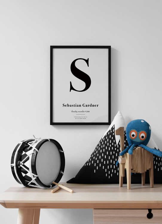  – Poster con testo personalizzabile in nero su sfondo bianco