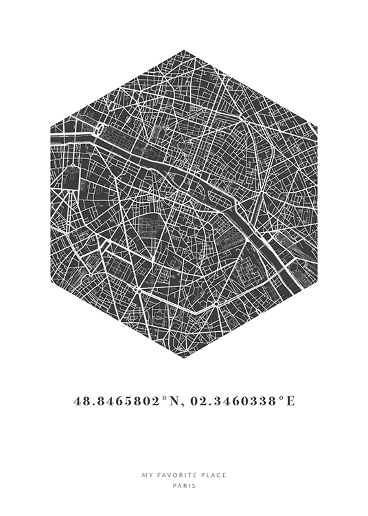 Hexagon Map Night Personal Poster