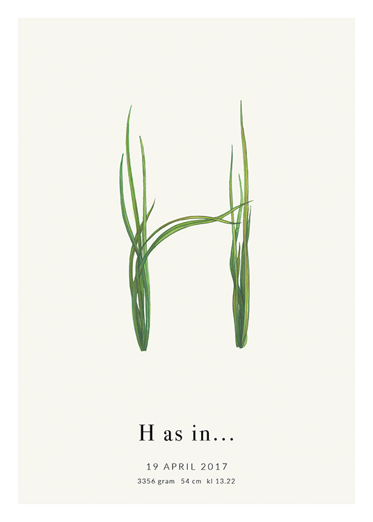 Botanic Letter H Personal Poster