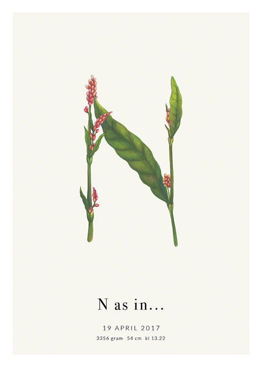 Botanic Letter N Personal Poster
