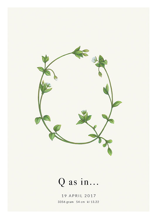 Botanic Letter Q Personal Poster