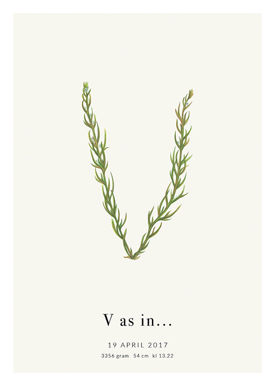 Botanic Letter V Personal Poster