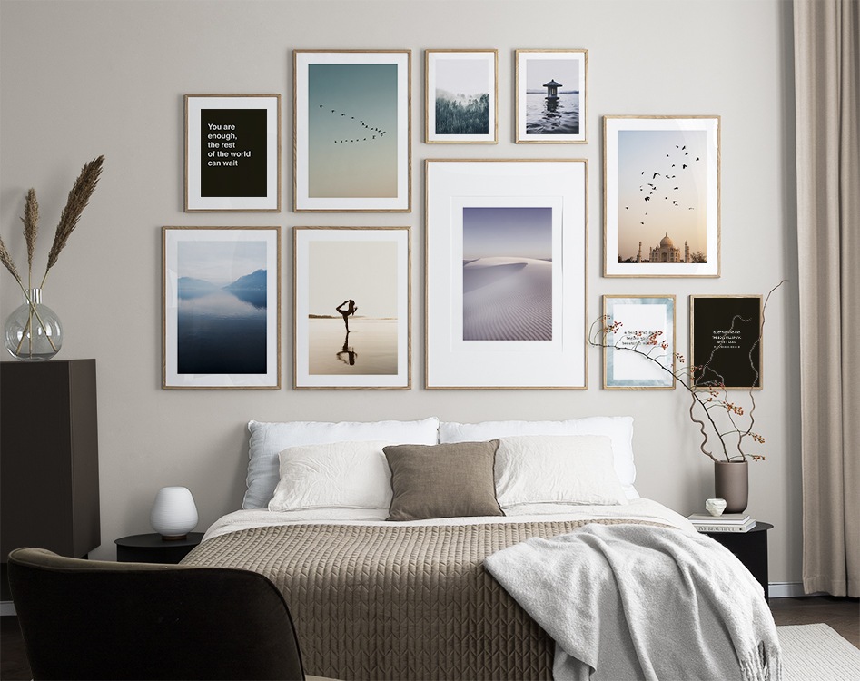 Design Inspiration und Poster Bilderwand im Schlafzimmer | Desenio