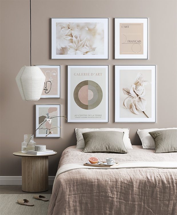 Design Inspiration und Poster Bilderwand im Schlafzimmer Desenio